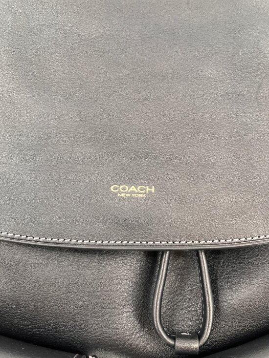 Coach Crosby Leather Backpack Black Drawstring Flap Gold Logo Snap Pockets main image 16